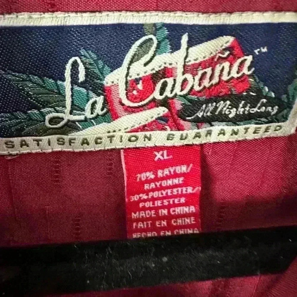 La Cabana Red Button-Up Hawaiian Shirt Sz XL Short Sleeve Relax Fit 100%‎ Rayon - Picture 6 of 6